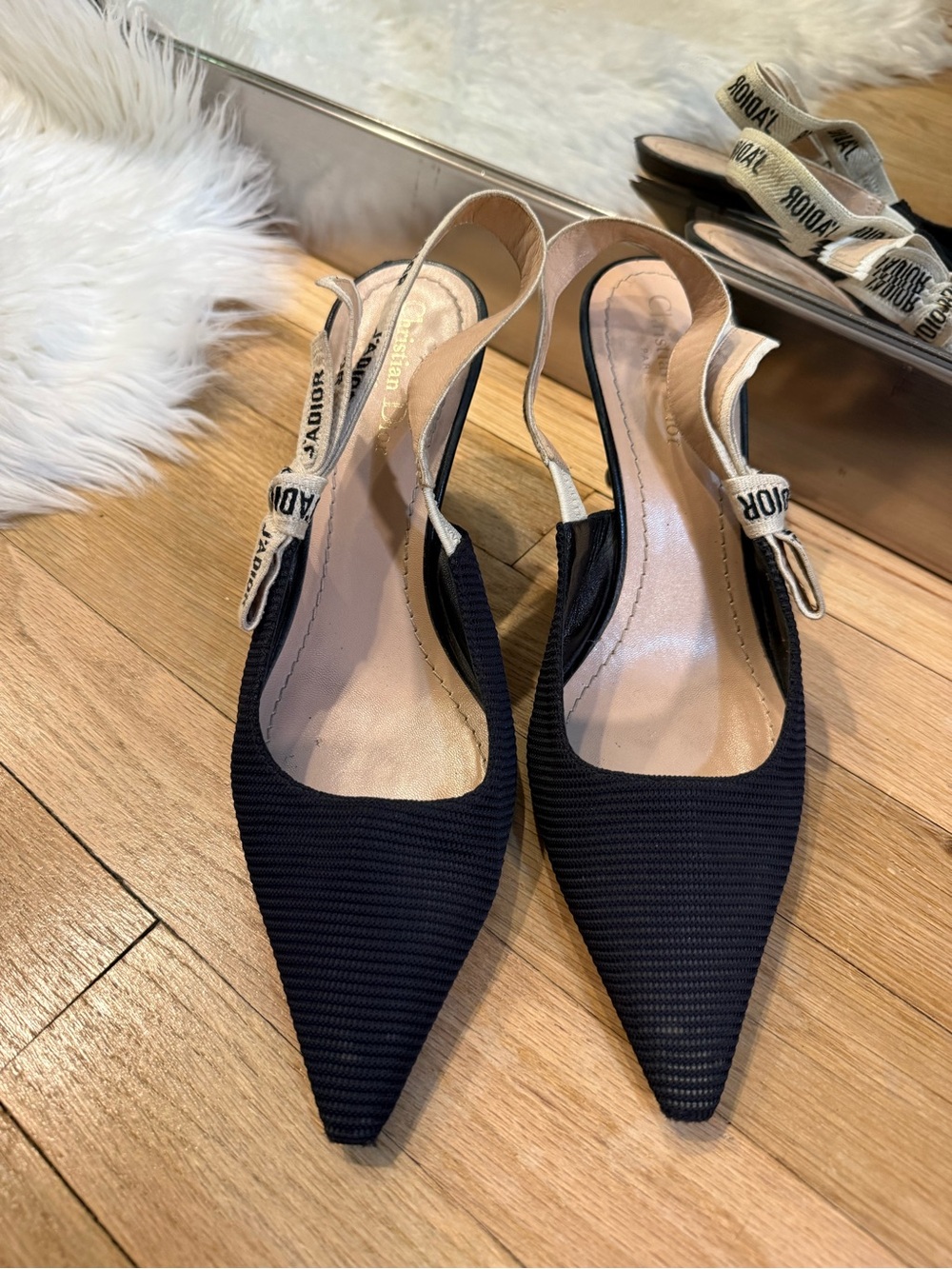 Dior J’Adior Black Pointed Slingback Kitten Heel - Picture 2 of 12